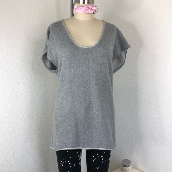 Duffy Cashmere Short Sleeve Rolled Blend Sweater - Picture 2 of 8